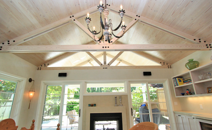 Laurelhurst Sunroom with handcrafted beached fir trusses