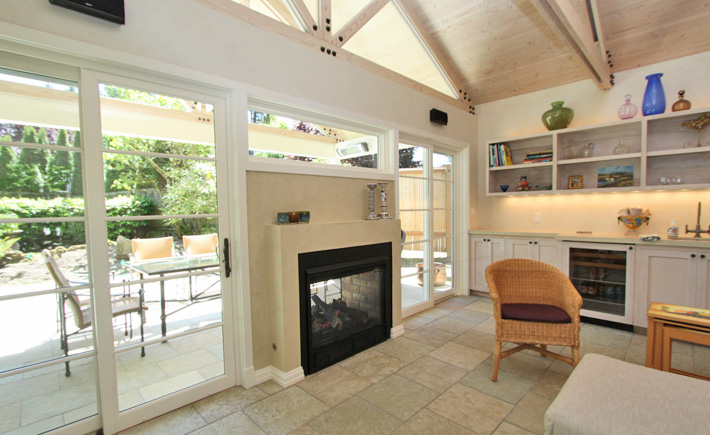 Laurelhurst Sunroom with gas fireplace